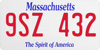 MA license plate 9SZ432