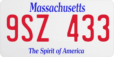 MA license plate 9SZ433