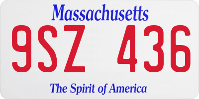 MA license plate 9SZ436