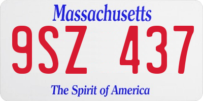 MA license plate 9SZ437