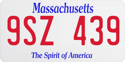 MA license plate 9SZ439