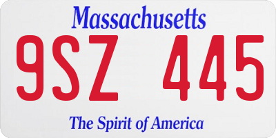 MA license plate 9SZ445