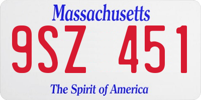 MA license plate 9SZ451