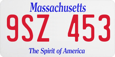 MA license plate 9SZ453