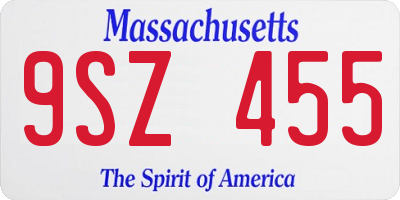 MA license plate 9SZ455