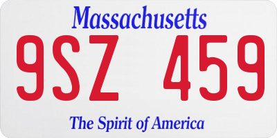 MA license plate 9SZ459