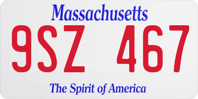 MA license plate 9SZ467