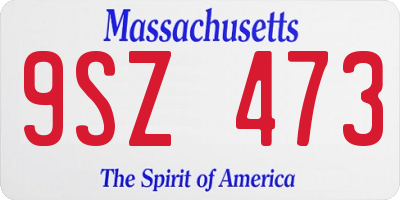 MA license plate 9SZ473