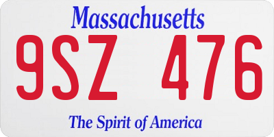 MA license plate 9SZ476