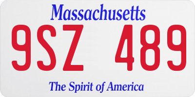 MA license plate 9SZ489