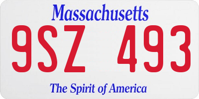 MA license plate 9SZ493