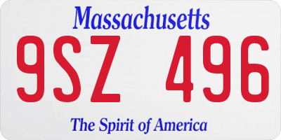MA license plate 9SZ496