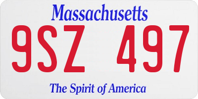 MA license plate 9SZ497