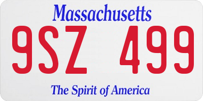 MA license plate 9SZ499