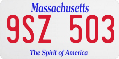 MA license plate 9SZ503
