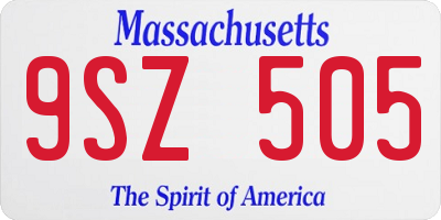MA license plate 9SZ505