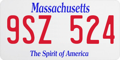 MA license plate 9SZ524
