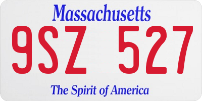 MA license plate 9SZ527
