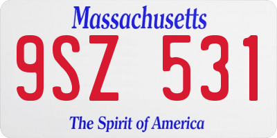 MA license plate 9SZ531