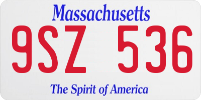 MA license plate 9SZ536