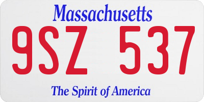 MA license plate 9SZ537