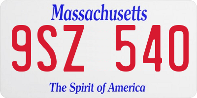 MA license plate 9SZ540