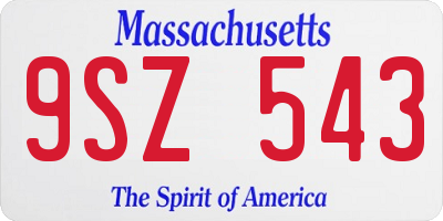 MA license plate 9SZ543