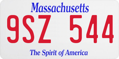 MA license plate 9SZ544