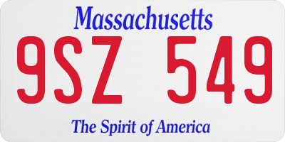 MA license plate 9SZ549