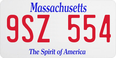 MA license plate 9SZ554
