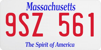 MA license plate 9SZ561