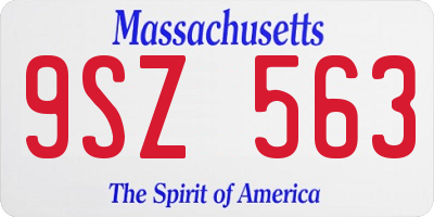 MA license plate 9SZ563