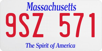 MA license plate 9SZ571
