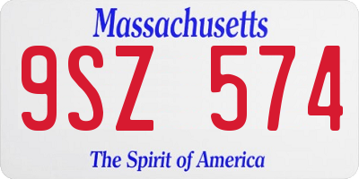 MA license plate 9SZ574