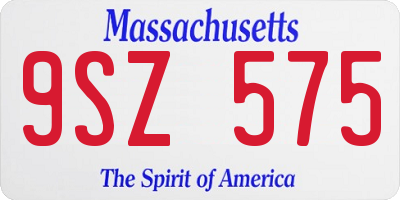 MA license plate 9SZ575