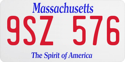 MA license plate 9SZ576