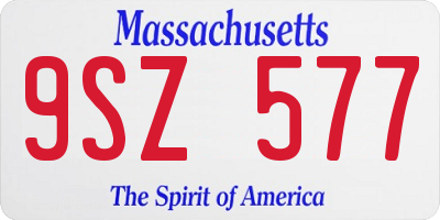 MA license plate 9SZ577
