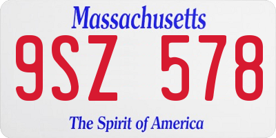 MA license plate 9SZ578