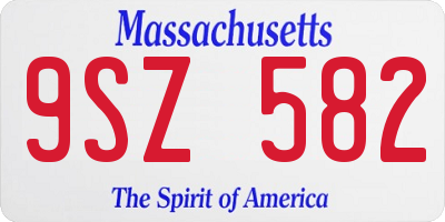 MA license plate 9SZ582