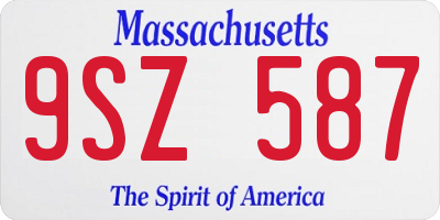 MA license plate 9SZ587