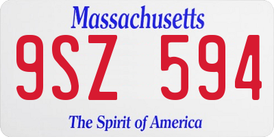 MA license plate 9SZ594