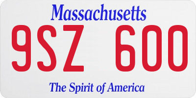 MA license plate 9SZ600