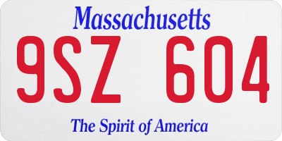 MA license plate 9SZ604