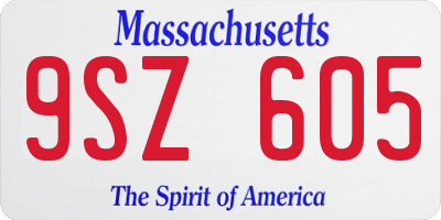 MA license plate 9SZ605