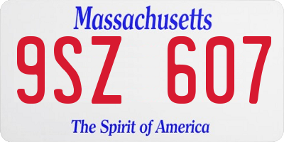 MA license plate 9SZ607