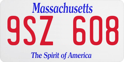 MA license plate 9SZ608