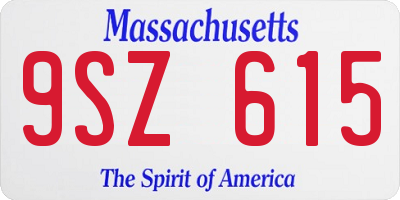 MA license plate 9SZ615