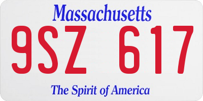 MA license plate 9SZ617