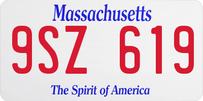 MA license plate 9SZ619