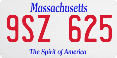 MA license plate 9SZ625